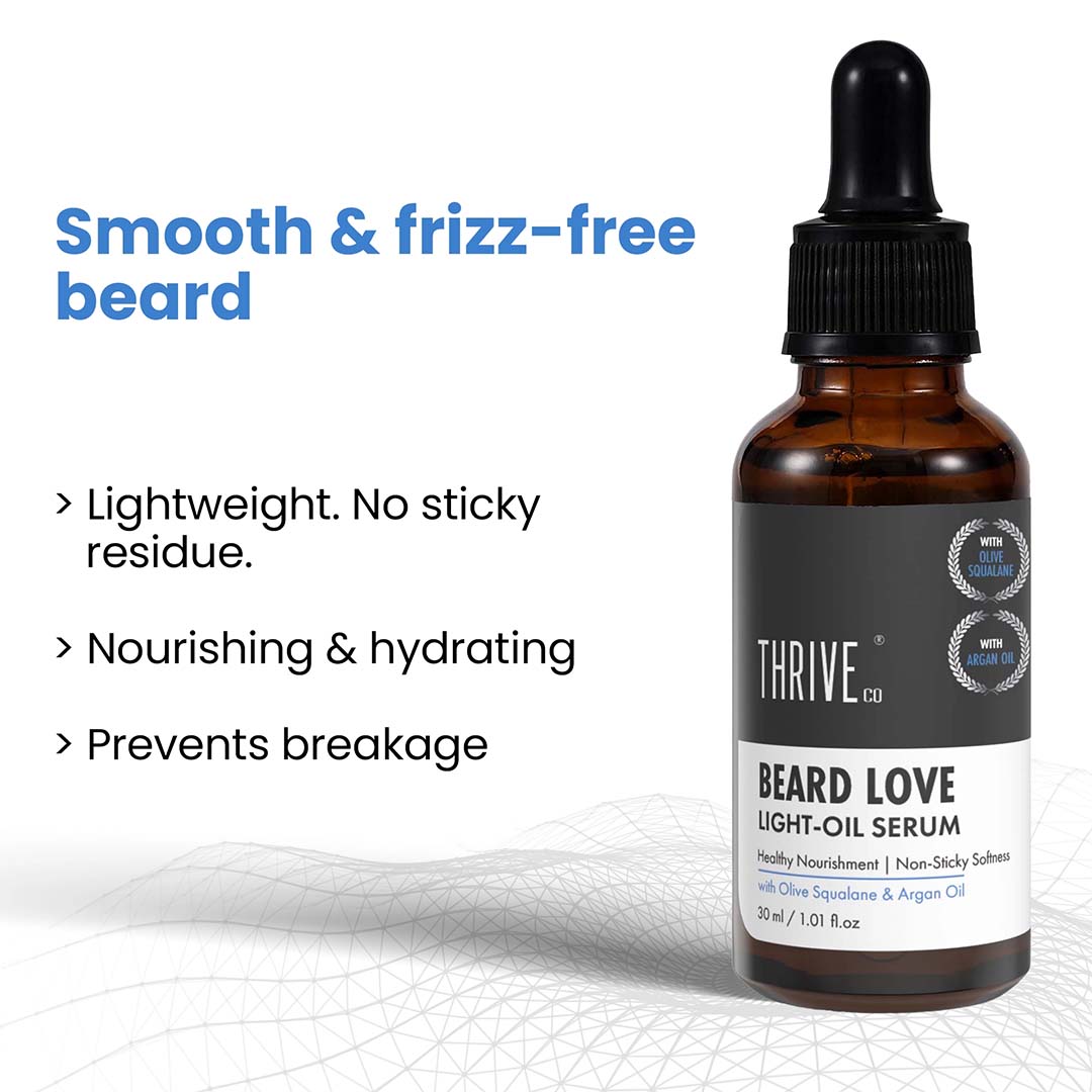 ThriveCo Beard Love Light Oil-In-Serum with Olive Squalane, Argan Oil & Moringa Oil