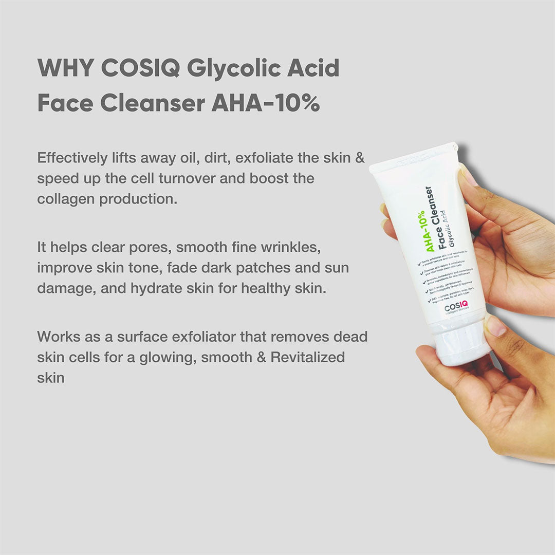 CosIQ AHA 10% Face Cleanser with Glycolic Acid