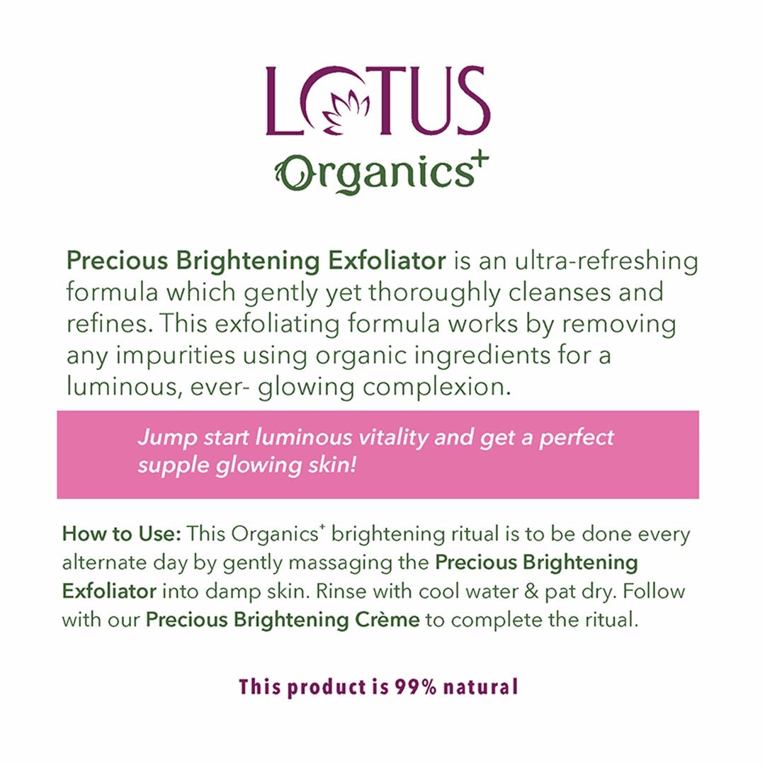 Vanity Wagon | Buy Lotus Organics+ Precious Brightening Face Exfoliator with White Peony