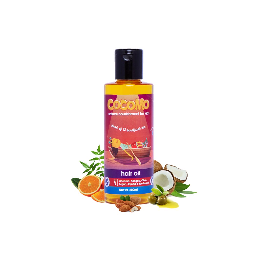Cocomo Nurturing Hair Oil  for Kids with Almond, Aragan, Jojoba, Olive, Rosemary and Tea Tree Oil
