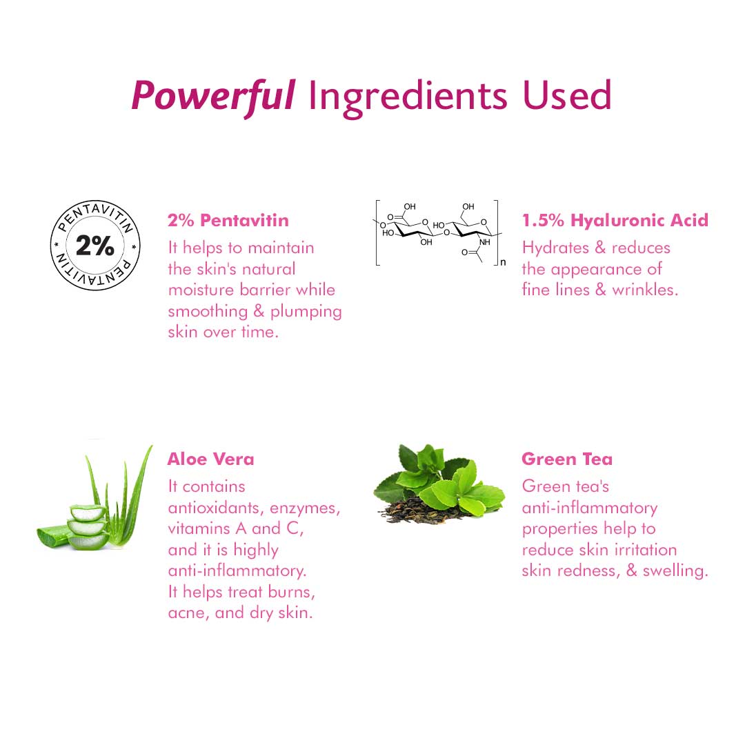 Inveda 1.5% Hyaluronic Acid & 2% Pentavitin Serum with Green Tea & Aloe Vera