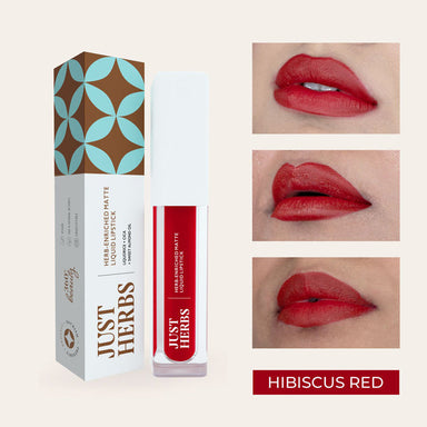 Vanity Wagon | Buy Just Herbs Ayurvedic Creamy Matte Long Lasting Liquid Lipstick, Hibiscus Red