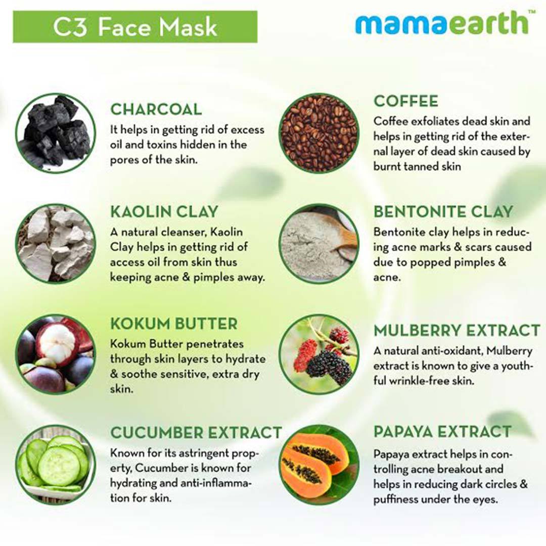 Mamaearth C3 Face Mask for Healthy and Glowing Skin with Charcoal, Coffee and Clay -5