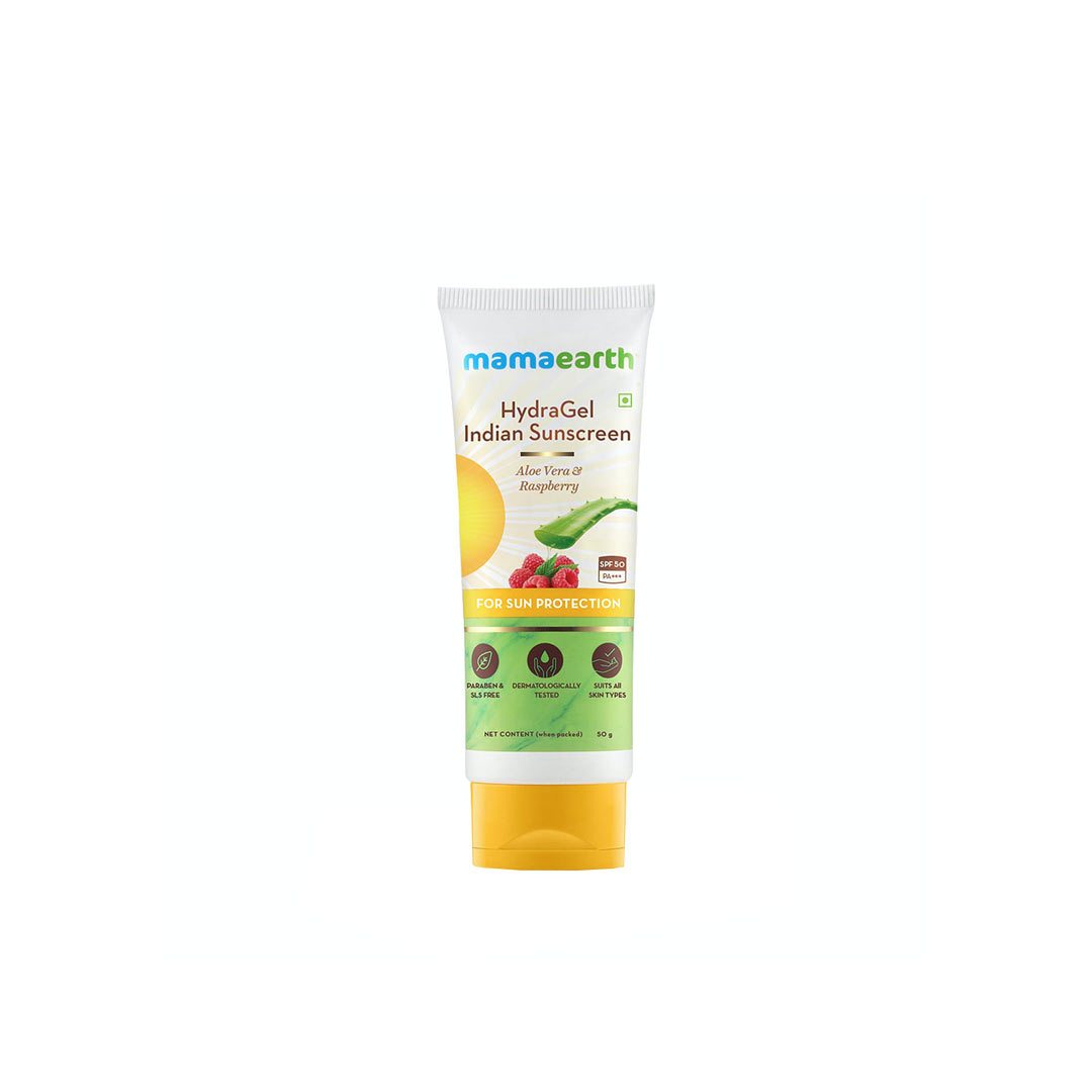 Mamaearth HydraGel Indian Sunscreen with Aloe Vera & Raspberry for Sun Protection