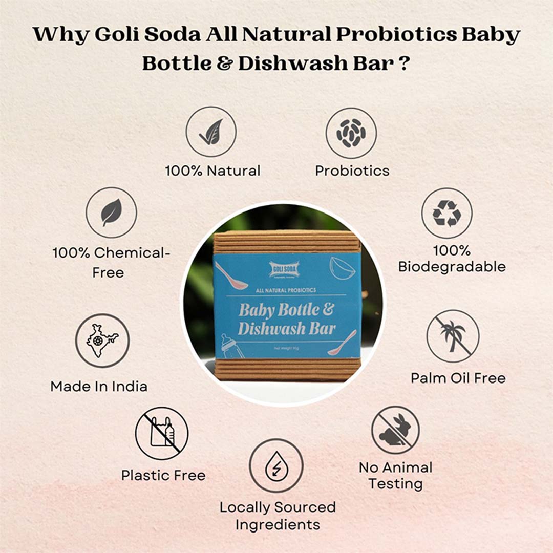 Goli Soda All Natural Probiotics Baby Bottle & Dishwash Bar - 90 g  (Pack Of 2)