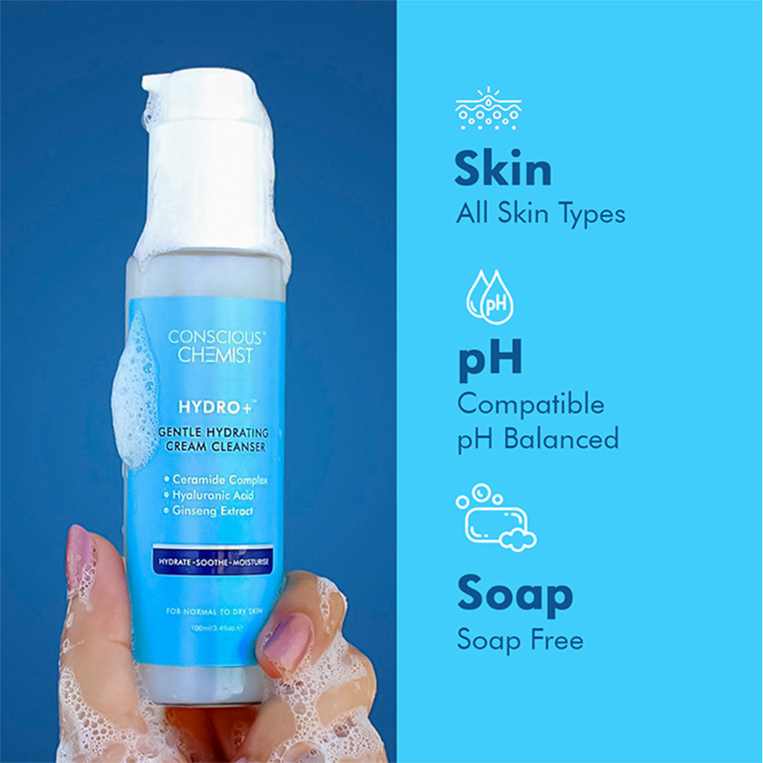 Conscious Chemist® Gentle Hydrating Face Wash For Dry Skin with Hyaluronic Acid and Ceramides Treats Dull & Dehydrated Skin - Super Saver Pack