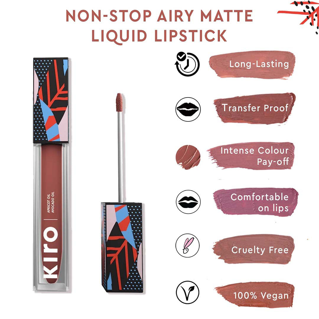 Kiro Non-Stop Airy Matte Liquid Lipstick, LadyBird Red