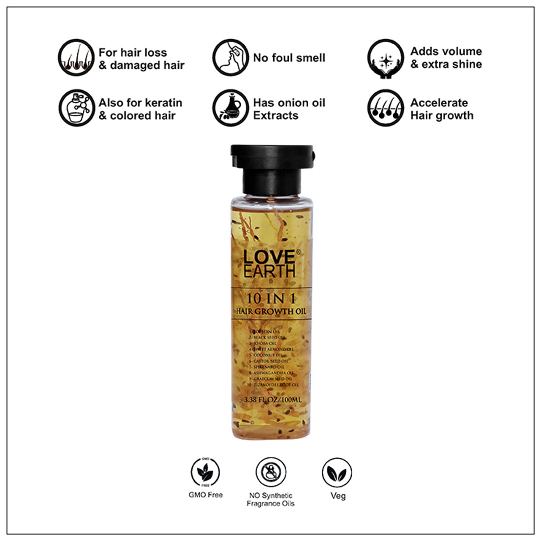 Vanity Wagon | Buy Love Earth 10 in 1 Hair Growth Oil Yellow