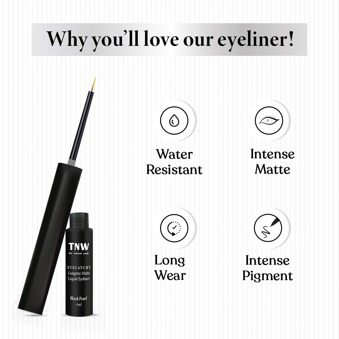TNW-The Natural Wash Eyecatchy Longstay Mini Matte Liquid Eyeliner, Black Pearl
