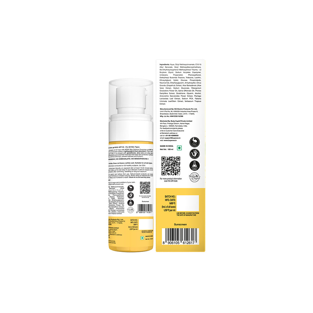 WOW Skin Science Sunscreen Gel For All Skin Types with SPF 55 PA++++