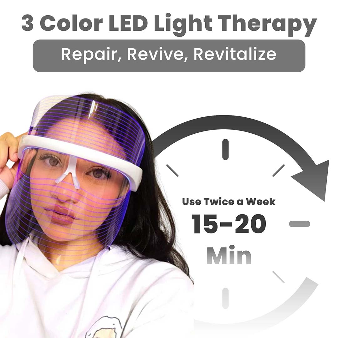 Vanity Wagon | Buy Winston 3 Color LED Mask Light Therapy for Rejuvenation with Rechargeable Battery Operation