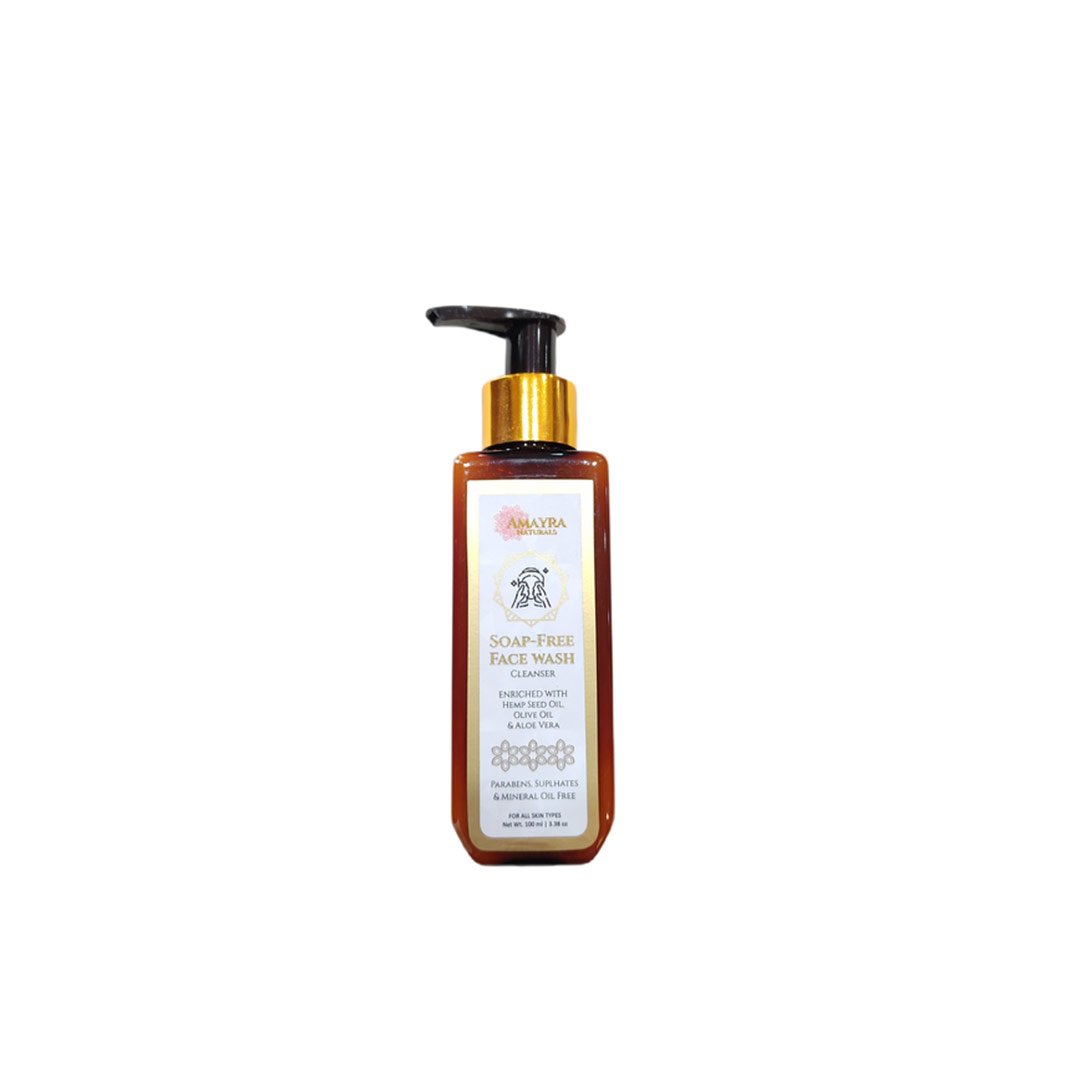 Amayra Naturals Soap-Free Face Wash Cleanser with Hemp Seed Oil, Olive Oil & Aloe Vera