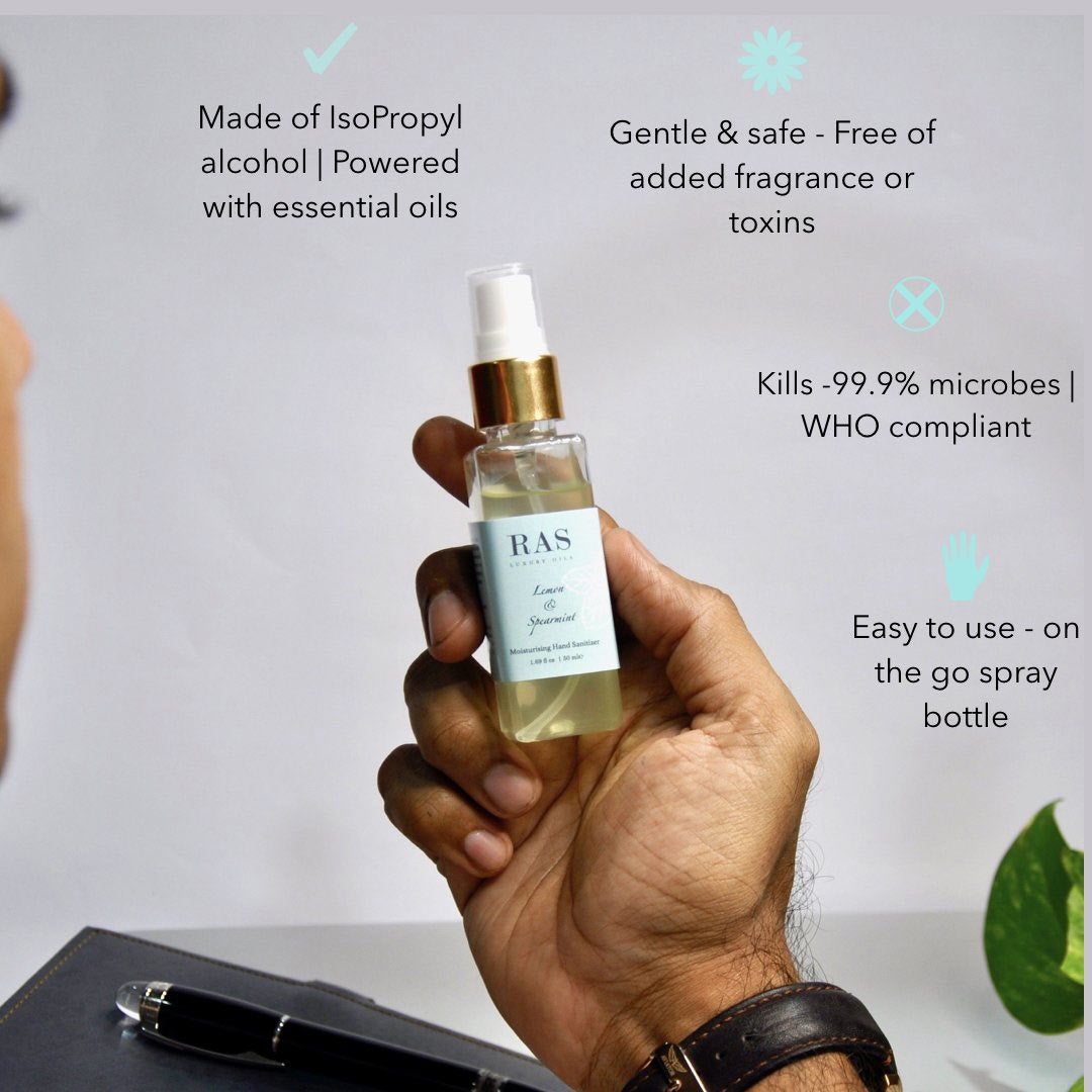 Vanity Wagon l Buy RAS Luxury Oils Lemon & Spearmint Moisturising Hand Sanitiser Spray