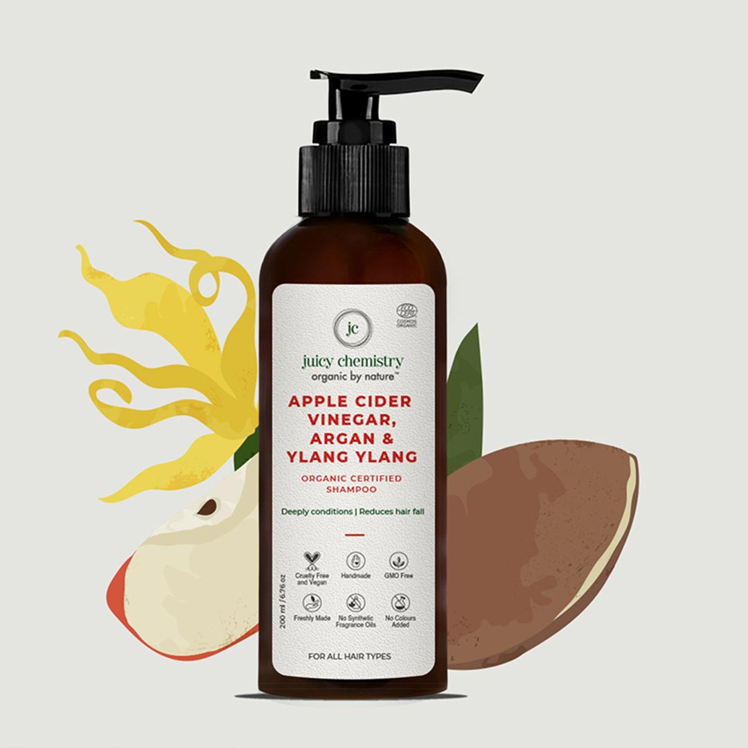 Vanity Wagon | Buy Juicy Chemistry Organic Shampoo for Deep Conditioning and Hair Fall Control with Apple Cider Vineger, Argan and Ylang Ylang