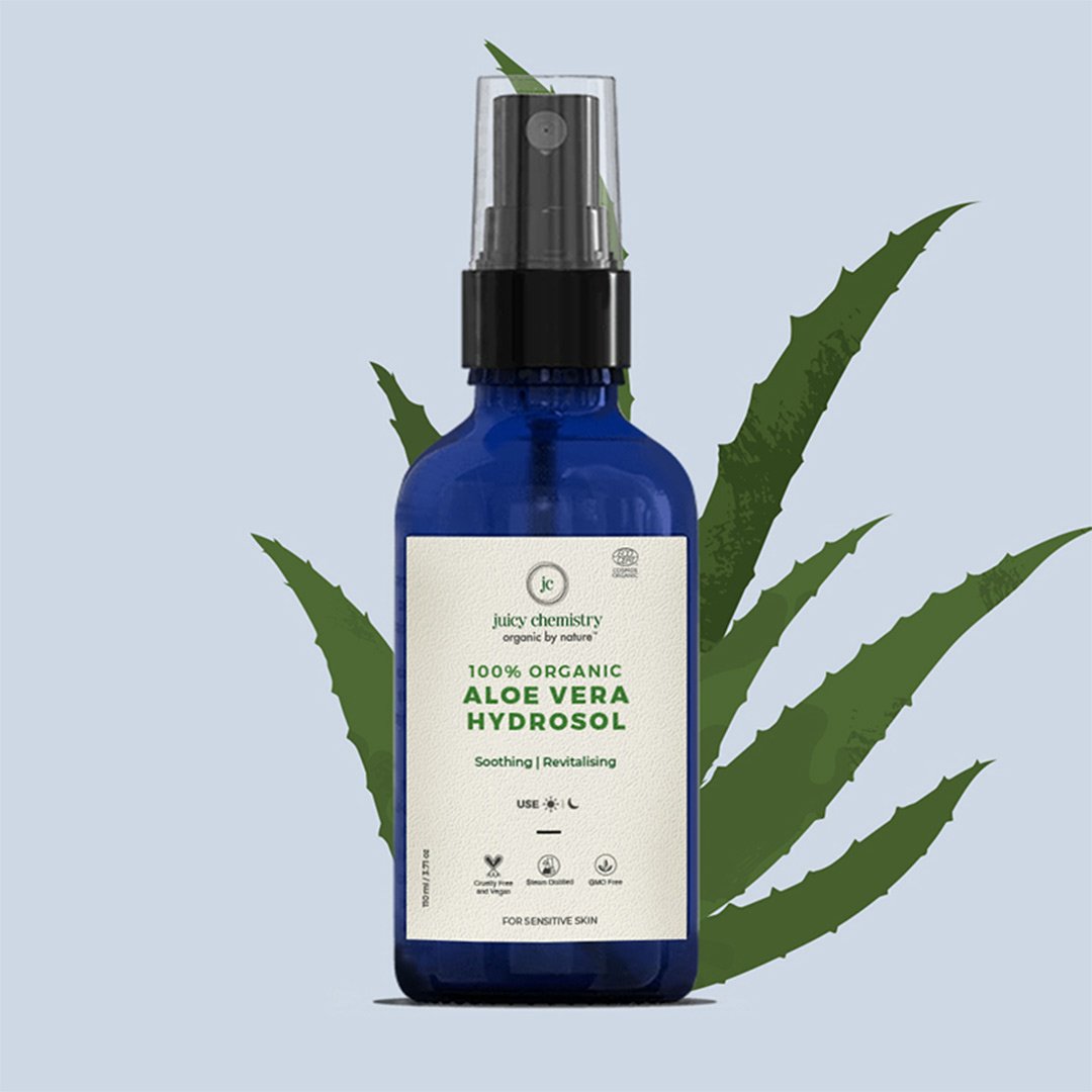 Vanity Wagon l Buy Juicy Chemistry 100% Organic Aloe Vera Water, Toning Mist for Sun Damaged and Sensitive Skin