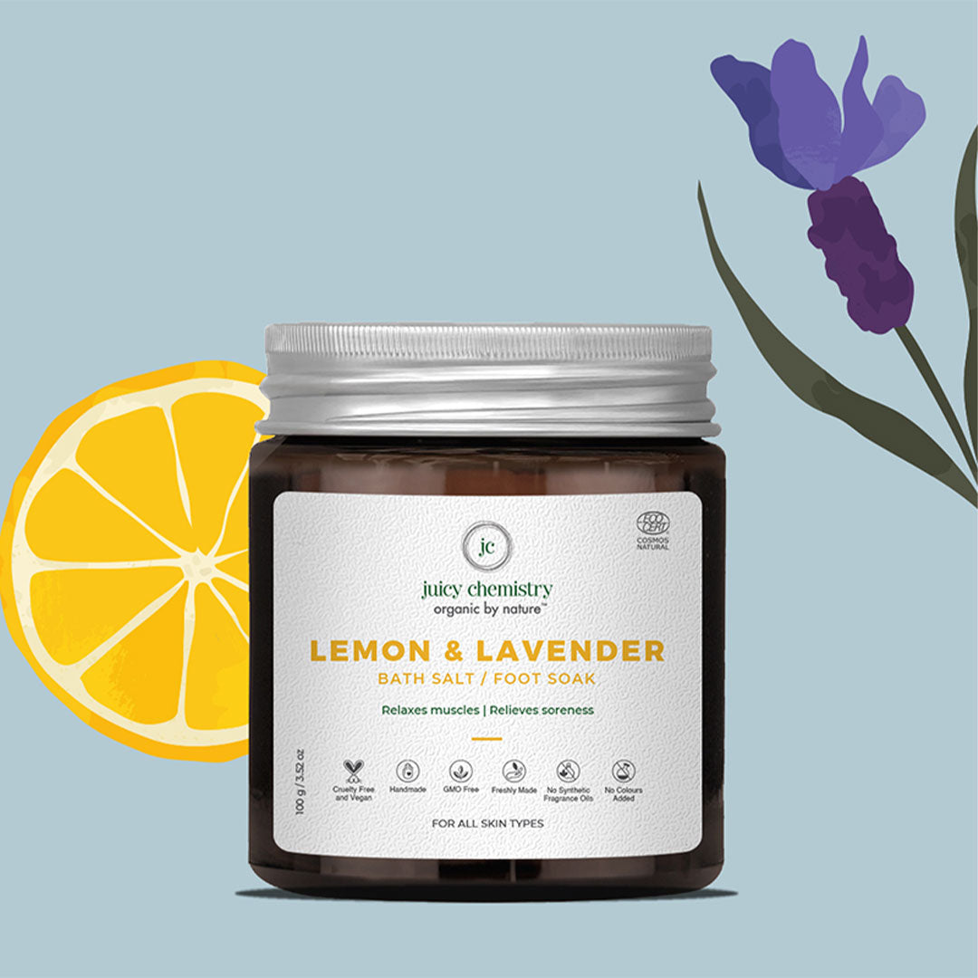 Vanity Wagon | Buy Juicy Chemistry Bath Salt/ Foot Soak for Muscle Relaxation & Pain Relief with Lemon & Lavender