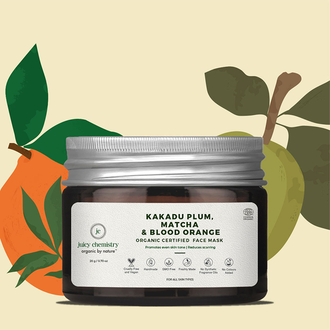 Vanity Wagon | Buy Juicy Chemistry Organic Hydrating Face Mask for Sun Damaged and Sensitive Skin with Kakadu Plum, Matcha and Blood Orange