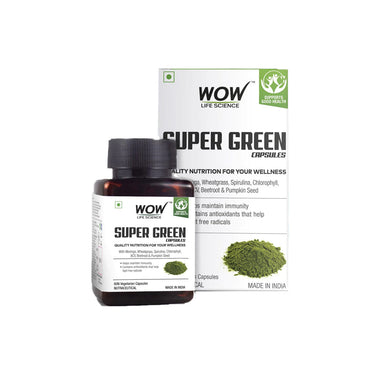 Vanity Wagon | Buy WOW Life Science Super Green Capsules with Moringa, Wheatgrass & Spirulina