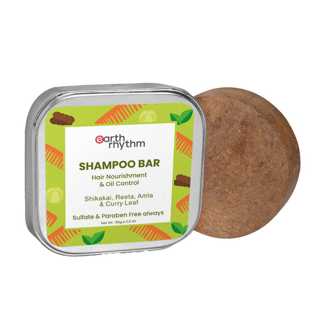 Earth Rhythm Shampoo Bar With Shikakai, Reeta, Amla & Curry Leaf