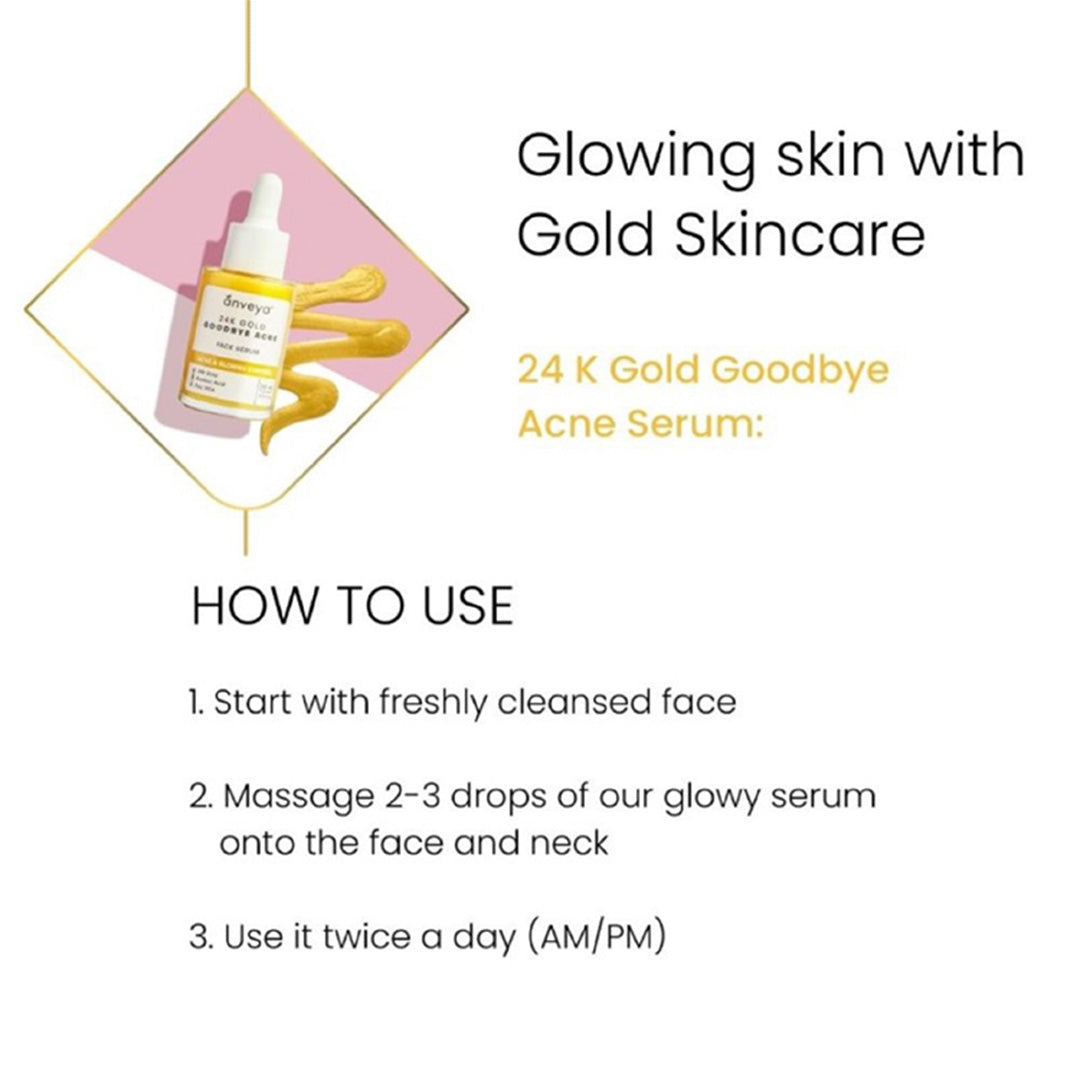 Vanity Wagon | Buy Anveya 24K Gold Goodbye Acne Face Serum with Azelaic Acid & Zinc PCA