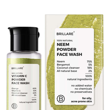 Buy Brillare Neem Powder Face Wash with Bergamot & Coconut | Vanity Wagon