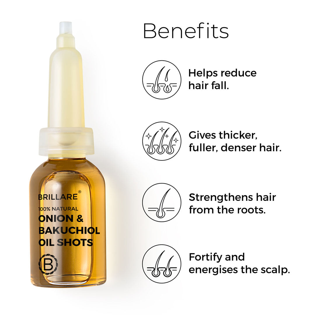 Buy Brillare Onion & Bakuchiol Oil Shots for Hair Fall | Vanity Wagon