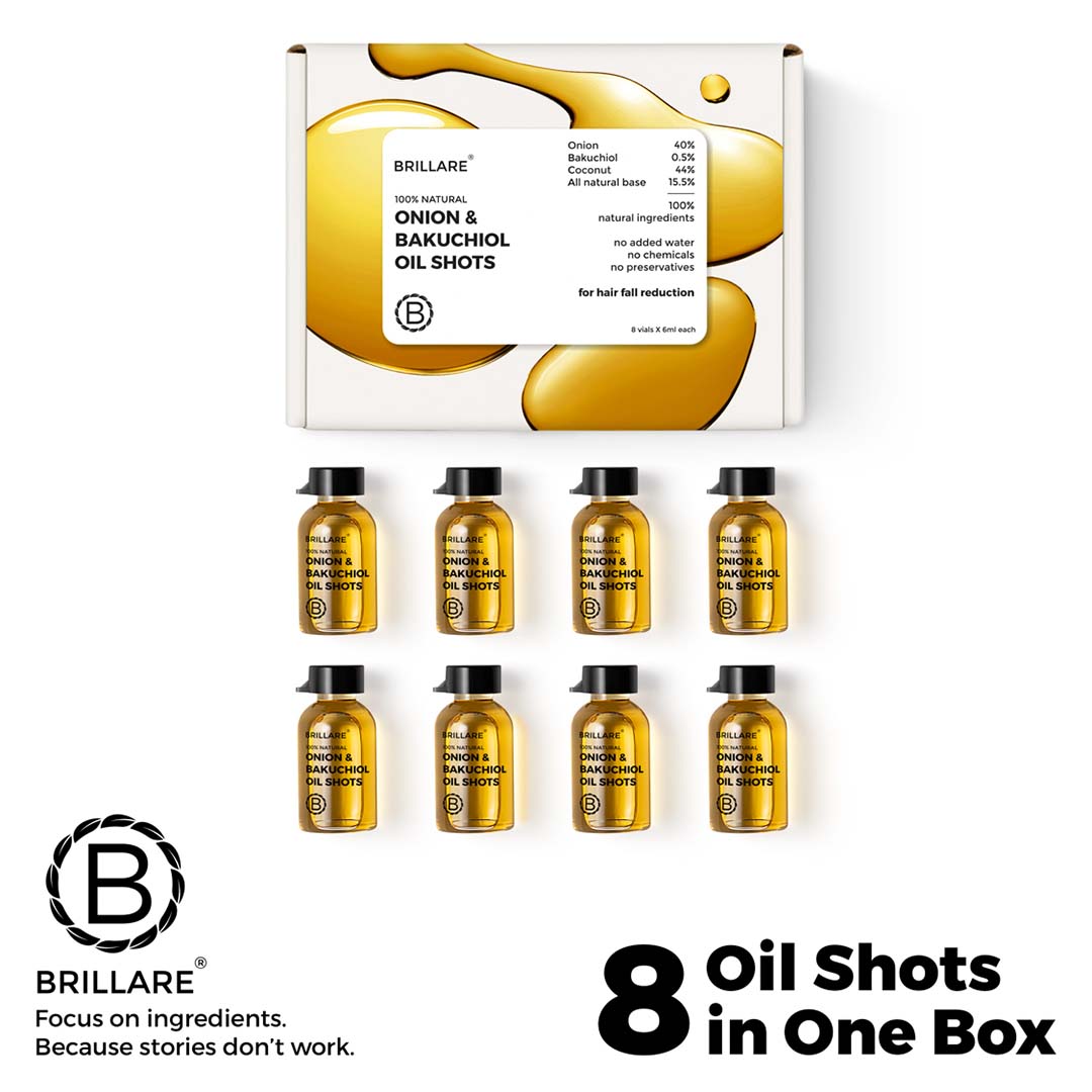 Buy Brillare Onion & Bakuchiol Oil Shots for Hair Fall | Vanity Wagon