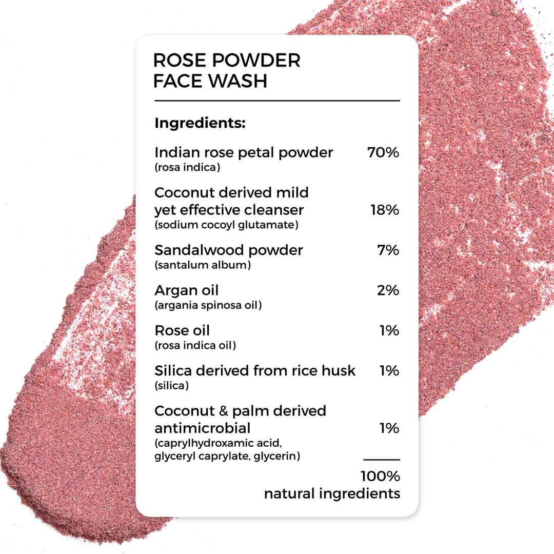 Buy Brillare Rose Powder Face Wash with Sandalwood & Coconut | Vanity Wagon