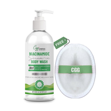 CGG Cosmetics 2% Niacinamide Serum in Body Wash with a Free Loofah