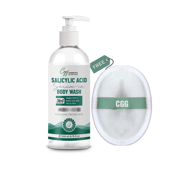 CGG Cosmetics 2% Salicylic Acid Serum in Body Wash with a Free Loofah