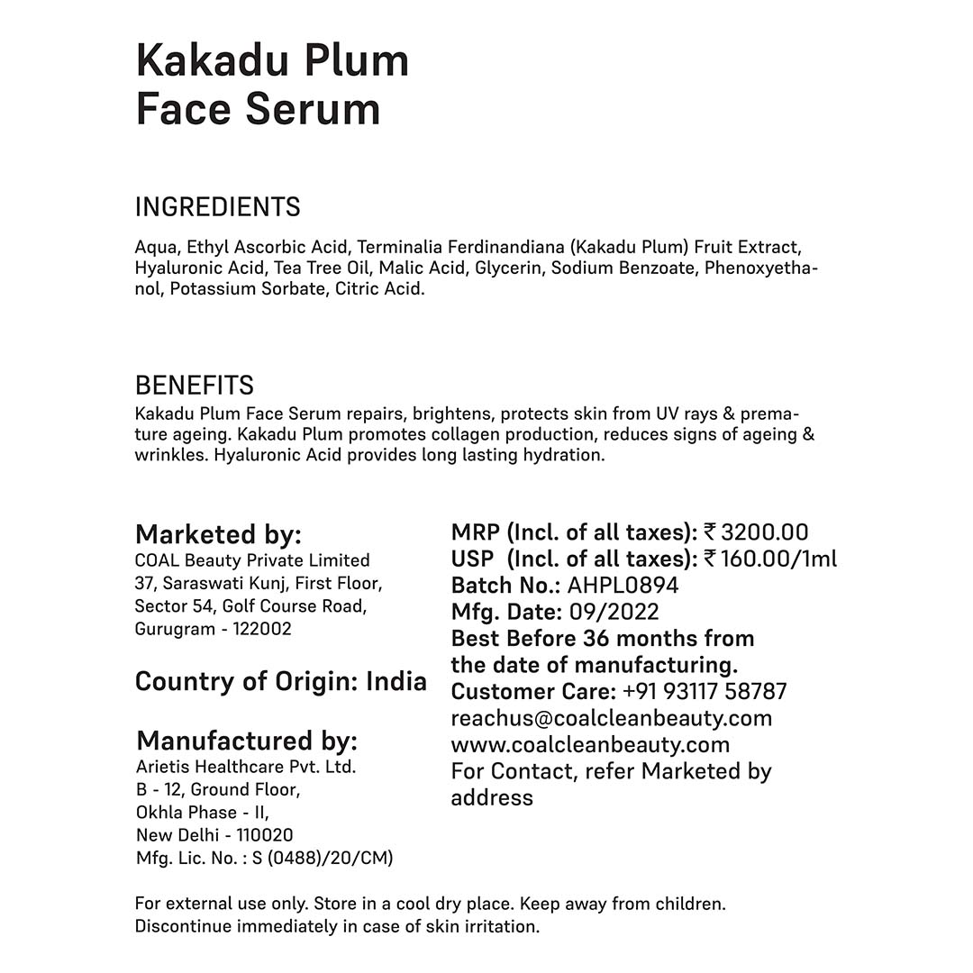 Vanity Wagon | Buy COAL Clean Beauty Kakadu Plum Face Serum for Anti Ageing