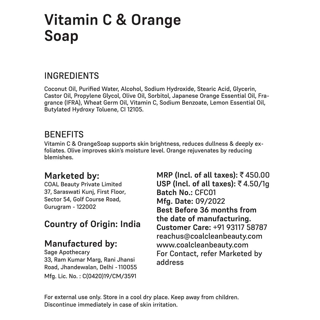 Vanity Wagon | Buy COAL Clean Beauty Vitamin C & Orange Soap