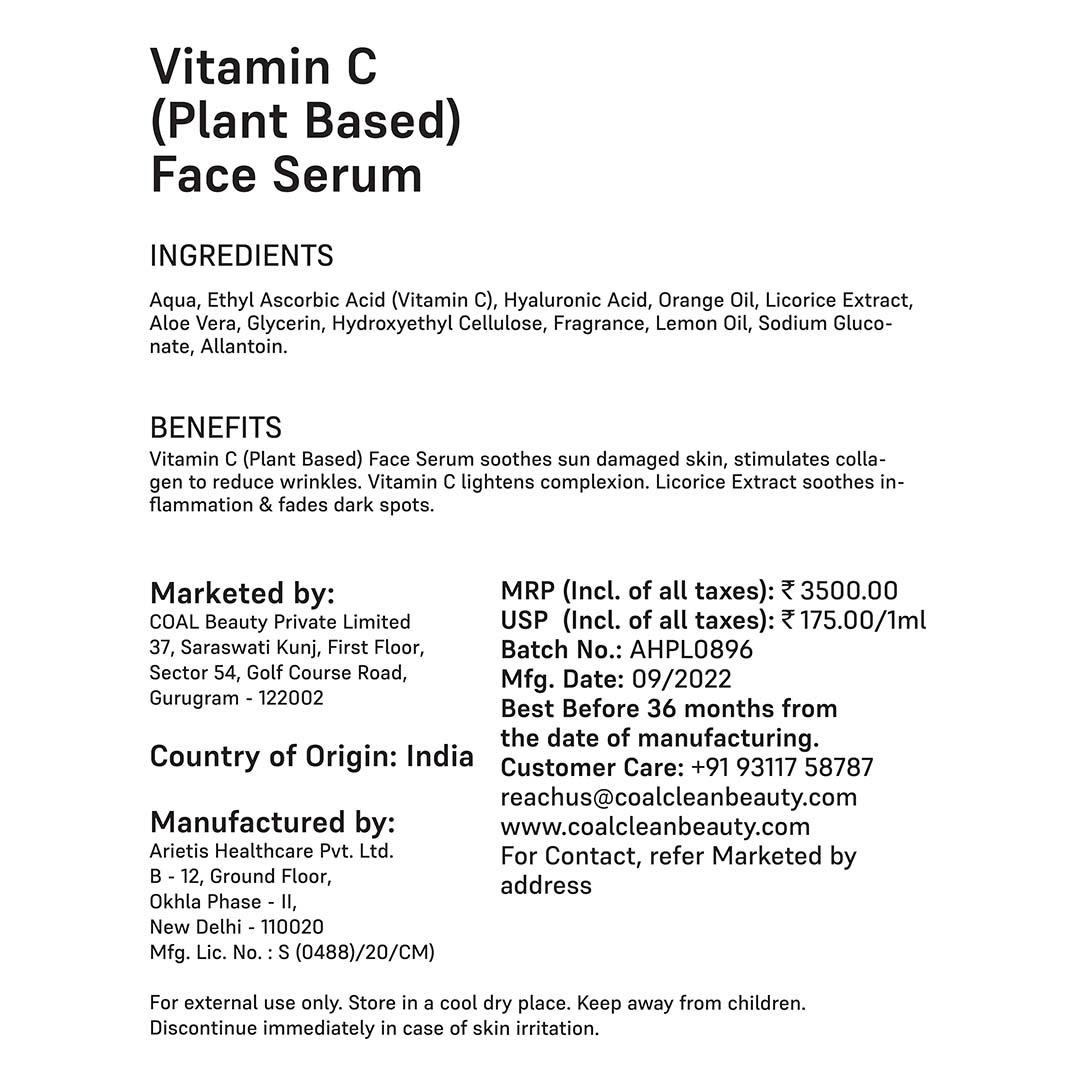 Vanity Wagon | Buy COAL Clean Beauty Vitamin C Plant Based Face Serum