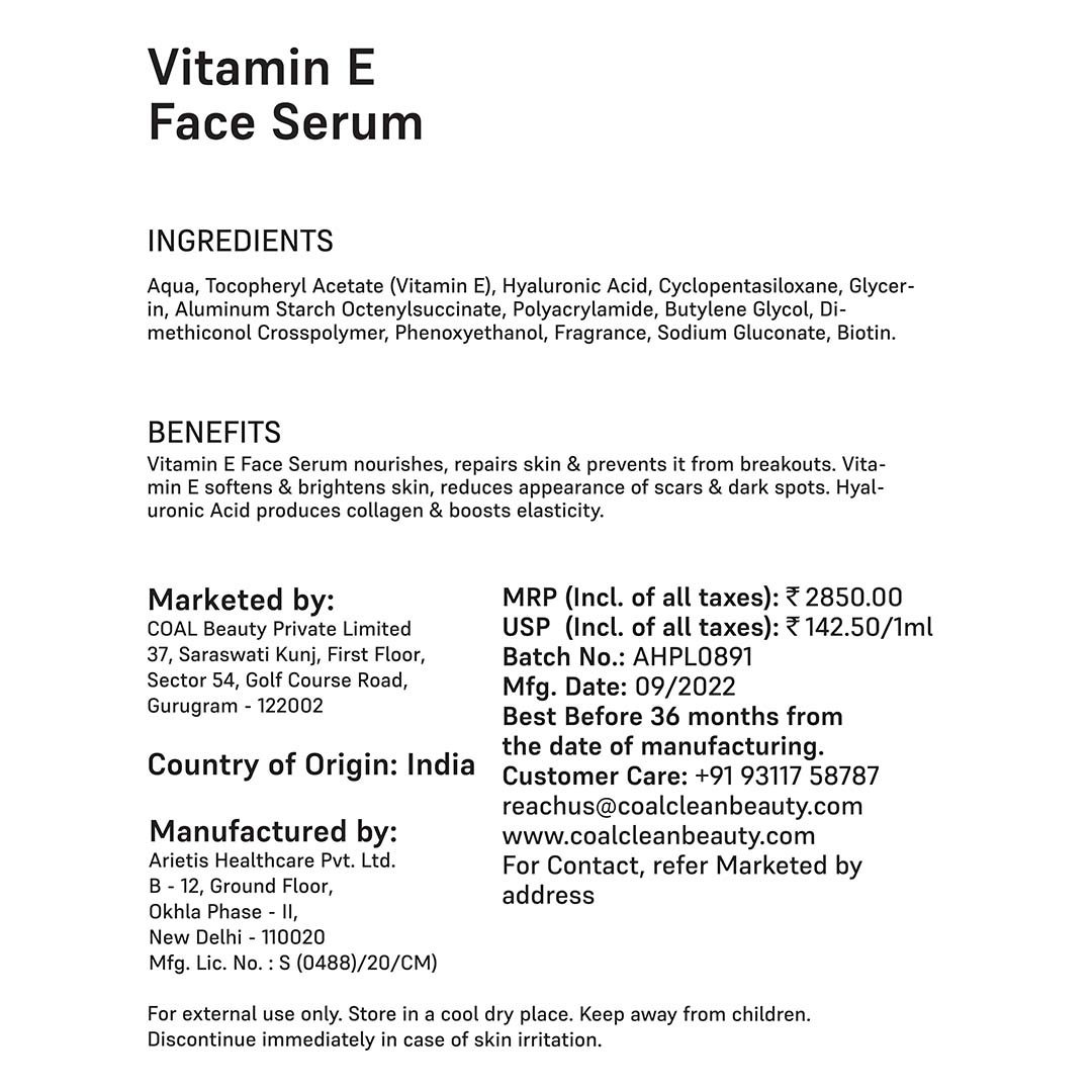Vanity Wagon | Buy COAL Clean Beauty Vitamin E Face Serum for Men