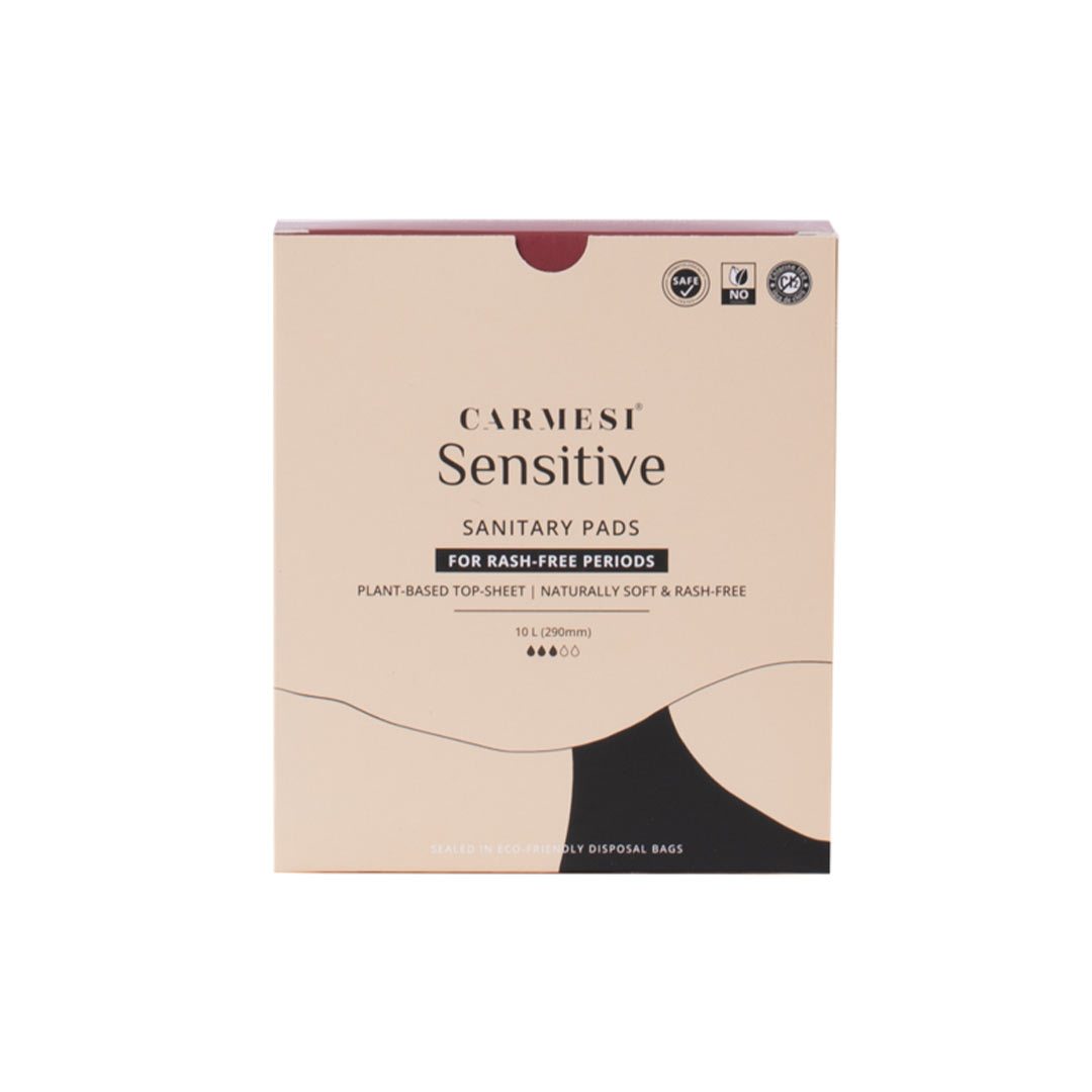 Carmesi Sensitive, Sanitary Pads for Rash-Free Periods (10 L) — Vanity Wagon