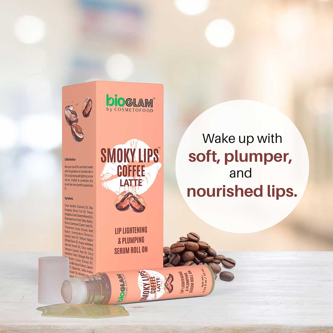 Vanity Wagon | Buy Cosmetofood Bioglam Smoky Lips Coffee Latte Lip Lightening & Plumping Serum Roll On