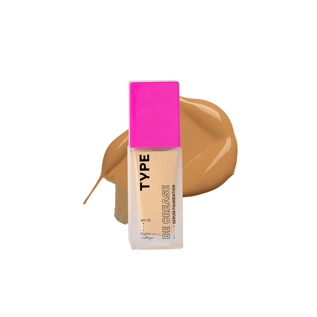 Vanity Wagon | Buy Type Beauty Inc. De Crease Serum Foundation SPF50 for Fine Lines & Wrinkles, Cookie
