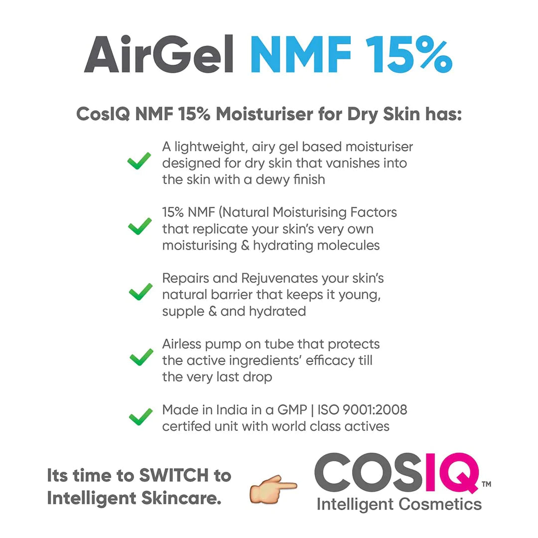 CosIQ AirGel NMF 15% Moisturiser for Dry to Normal Skin
