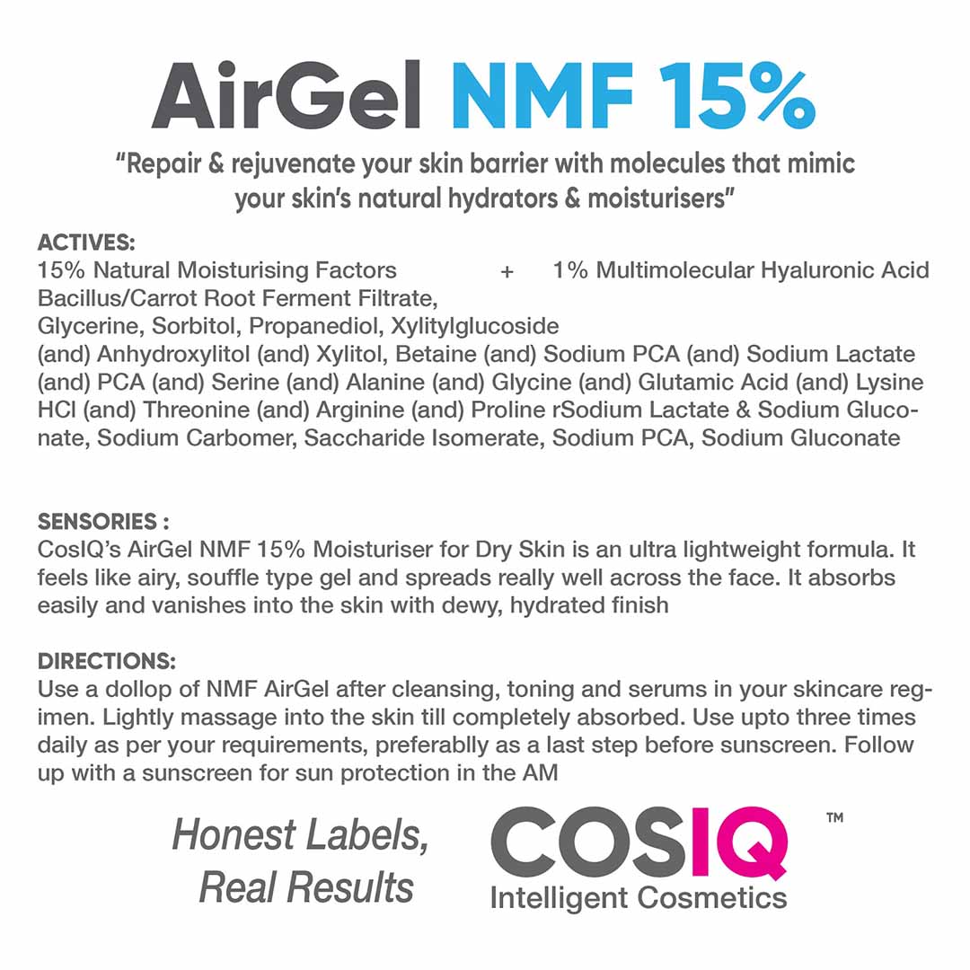 CosIQ AirGel NMF 15% Moisturiser for Dry to Normal Skin