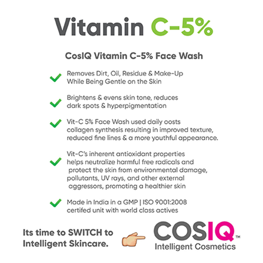 Vanity Wagon | Buy CosIQ Vitamin C - 5% Face Wash for Clean, Clear & Bright Face