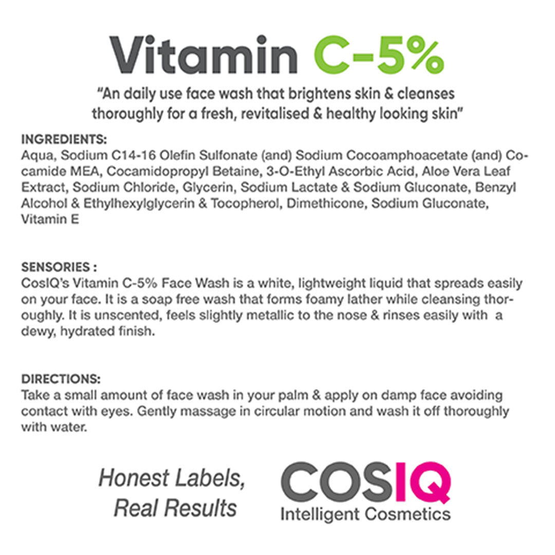 Vanity Wagon | Buy CosIQ Vitamin C - 5% Face Wash for Clean, Clear & Bright Face