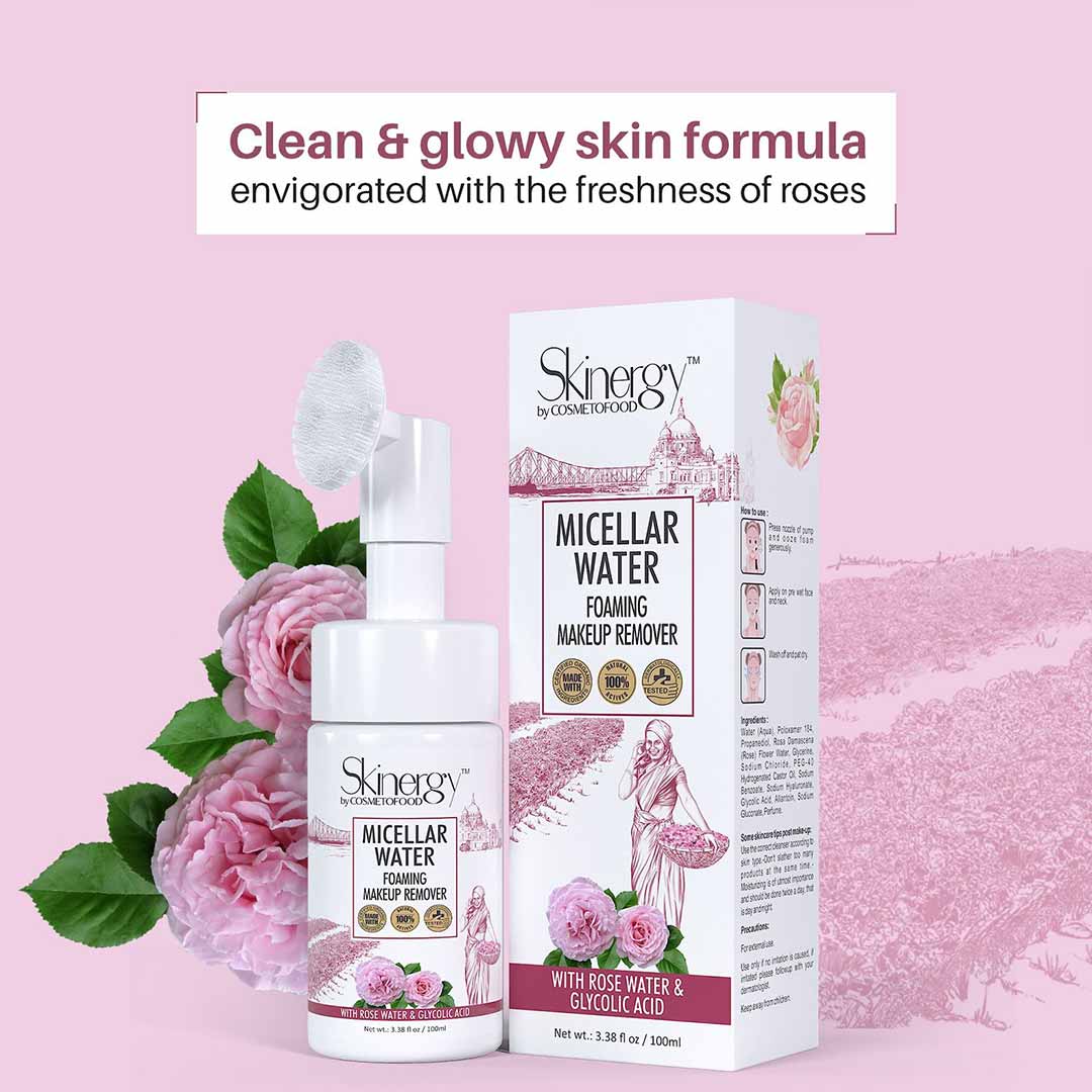 Vanity Wagon | Buy Cosmetofood Skinergy Micellar Water Foaming Makeup Remover with Rose Water & Glycolic Acid