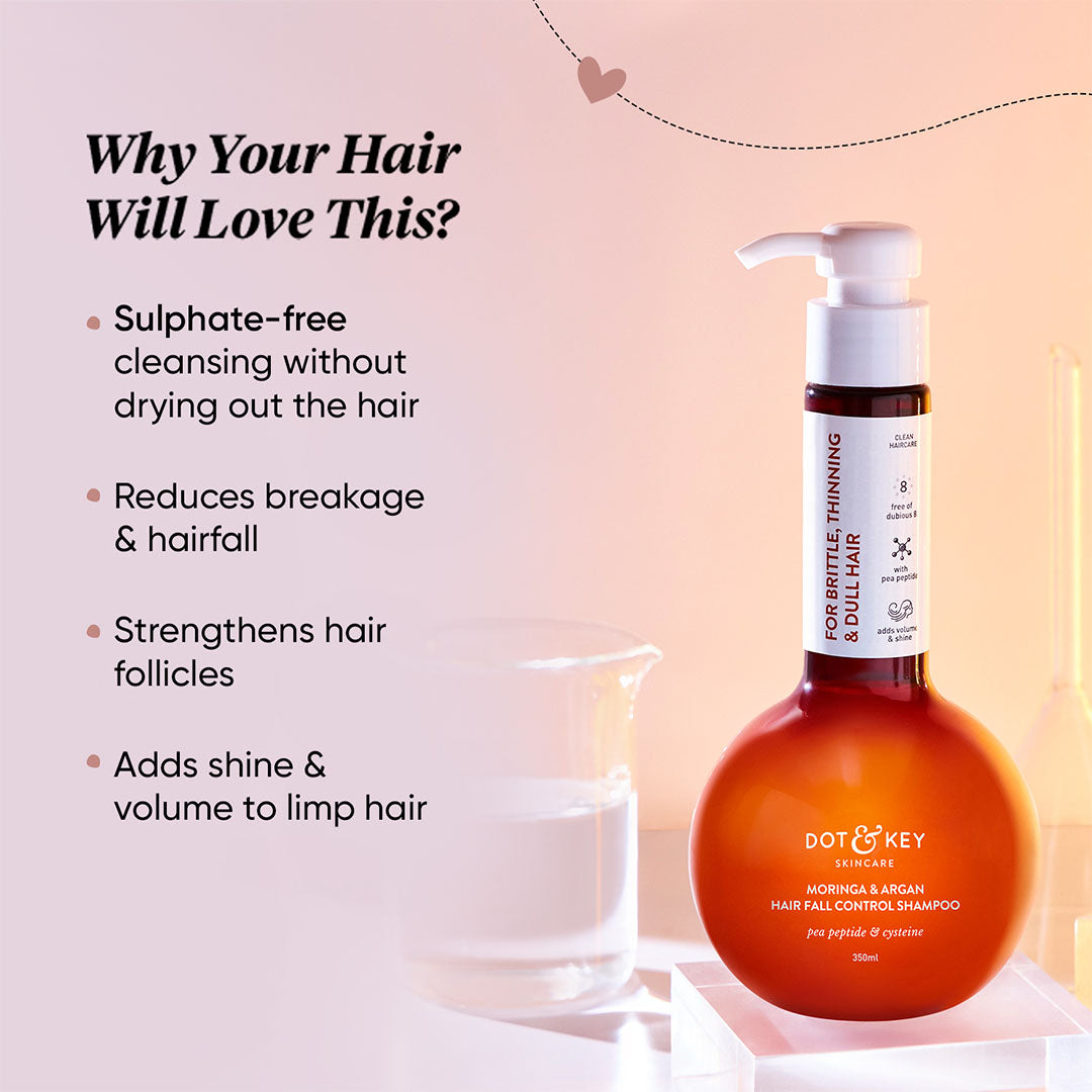 Vanity Wagon | Buy Dot & Key Moringa & Argan Hair Fall Control Shampoo with Pea Peptide & Cysteine