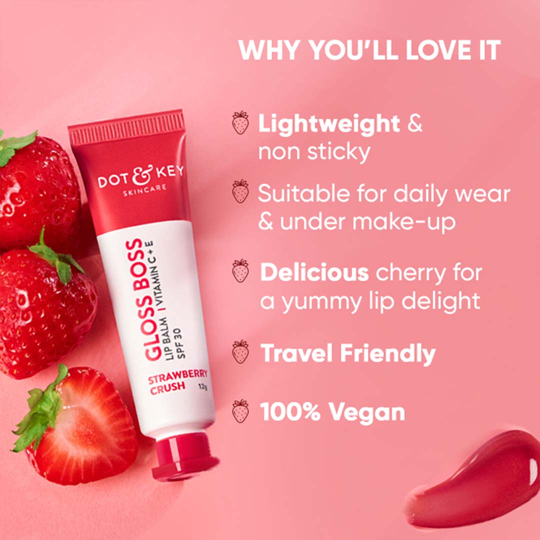 Vanity Wagon | Buy Dot & Key Strawberry Crush Lip Balm SPF30 with Vitamin C & E