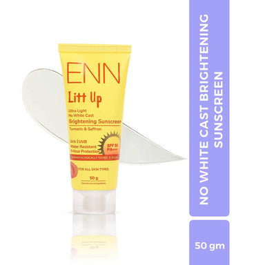 Vanity Wagon | Buy ENN Litt Up Ultra Light Brightening Sunscreen SPF50 PA+++ with Turmeric & Saffron