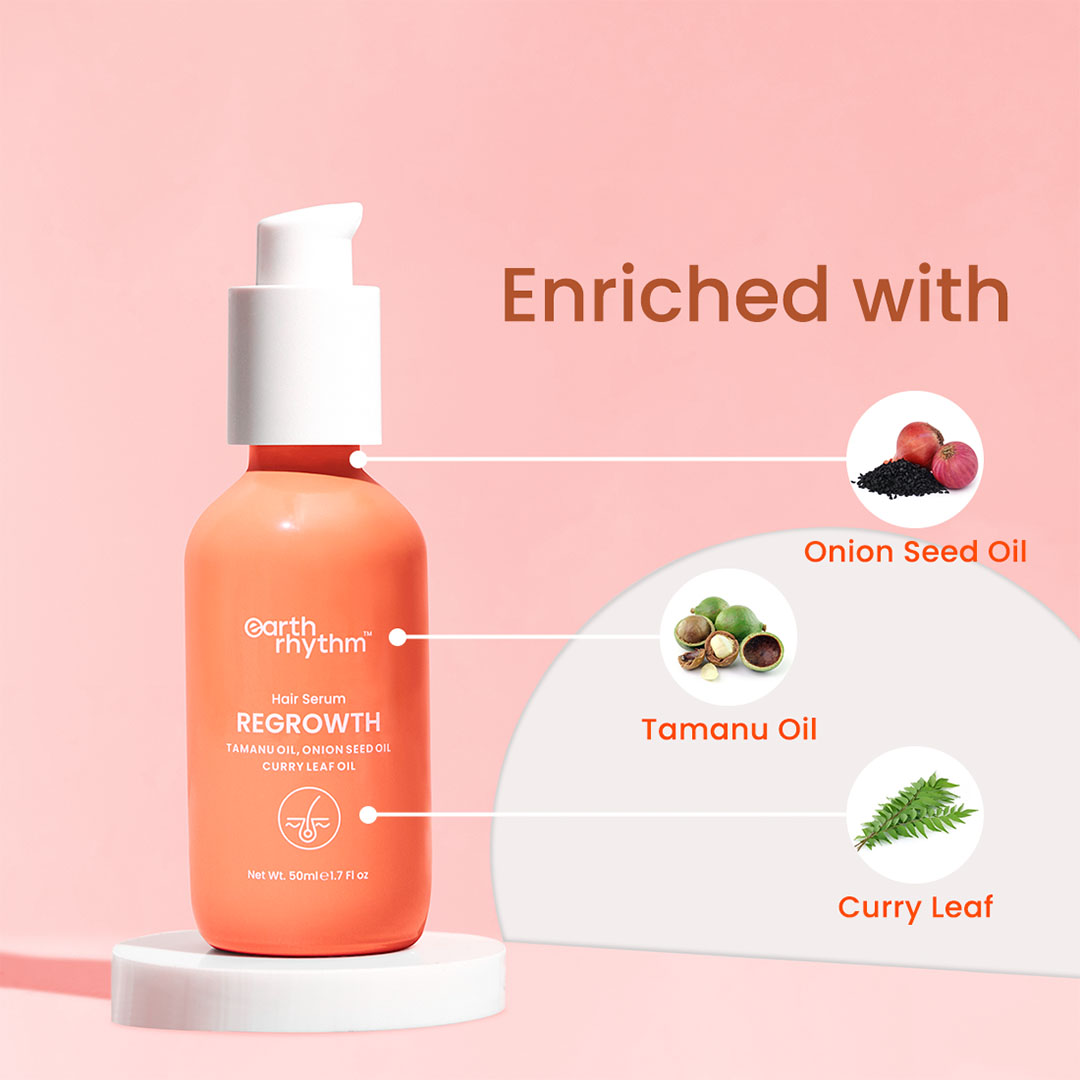 Vanity Wagon | Buy Earth Rhythm Regrowth Hair Serum with Onion, Curry Leaf & Tamanu Oil