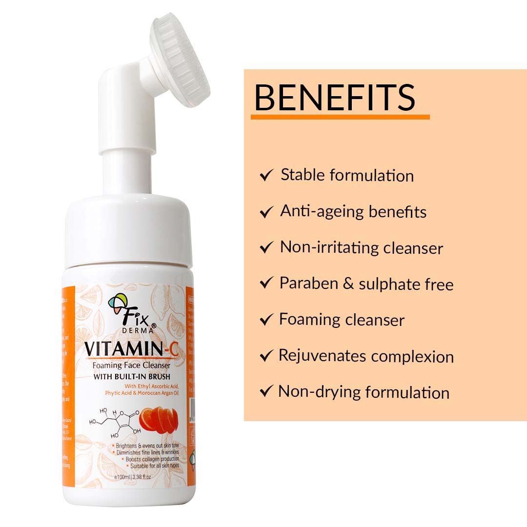 Vanity Wagon | Buy Fixderma Vitamin-C Foaming Face Cleanser with Built-In Brush