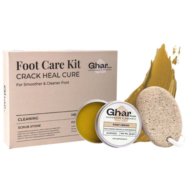 Vanity Wagon | Buy Ghar Soaps Foot Cream Kit For Cracked Heels With Scrub Stone