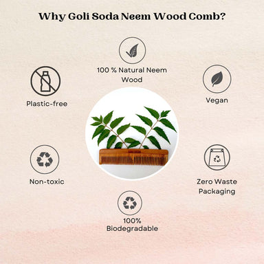 Vanity Wagon | Buy Goli Soda Neem Wood Combs Wide Tooth with Handle & Double Tooth