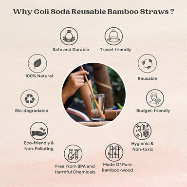 Vanity Wagon | Buy Goli Soda Reusable Bamboo Straws With Easy Carry Travel Pouch